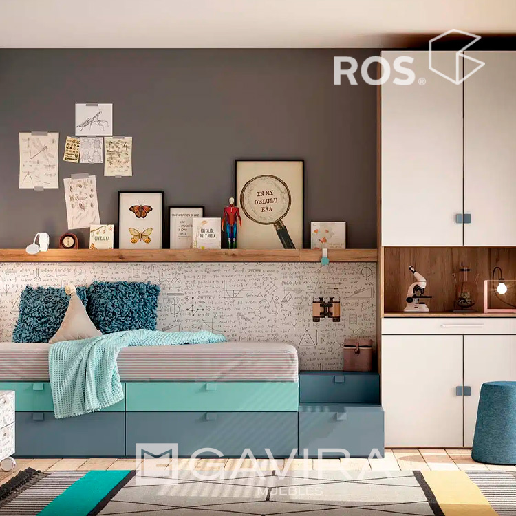Dormitorio Juvenil ROS con Escritorio Extraíble